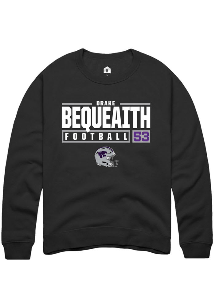 Drake Bequeaith Rally K-State Wildcats Mens Black NIL Stacked Box Long Sleeve Crew Sweatshirt