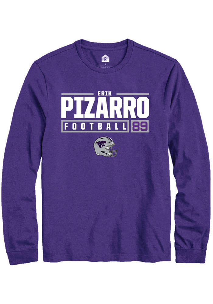 Erik Pizarro K-State Wildcats Purple Rally NIL Stacked Box Long Sleeve T Shirt