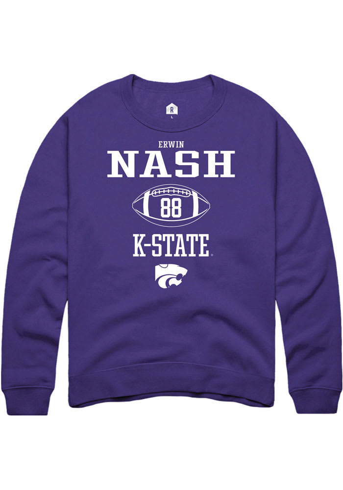 Erwin Nash Rally K-State Wildcats Mens Purple NIL Sport Icon Long Sleeve Crew Sweatshirt