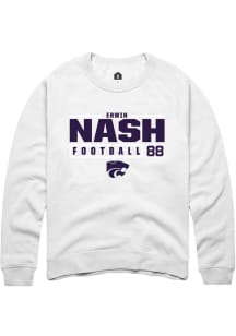 Erwin Nash Rally Mens White K-State Wildcats NIL Stacked Box Crew Sweatshirt