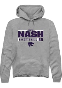 Erwin Nash Rally Mens Graphite K-State Wildcats NIL Stacked Box Hooded Sweatshirt