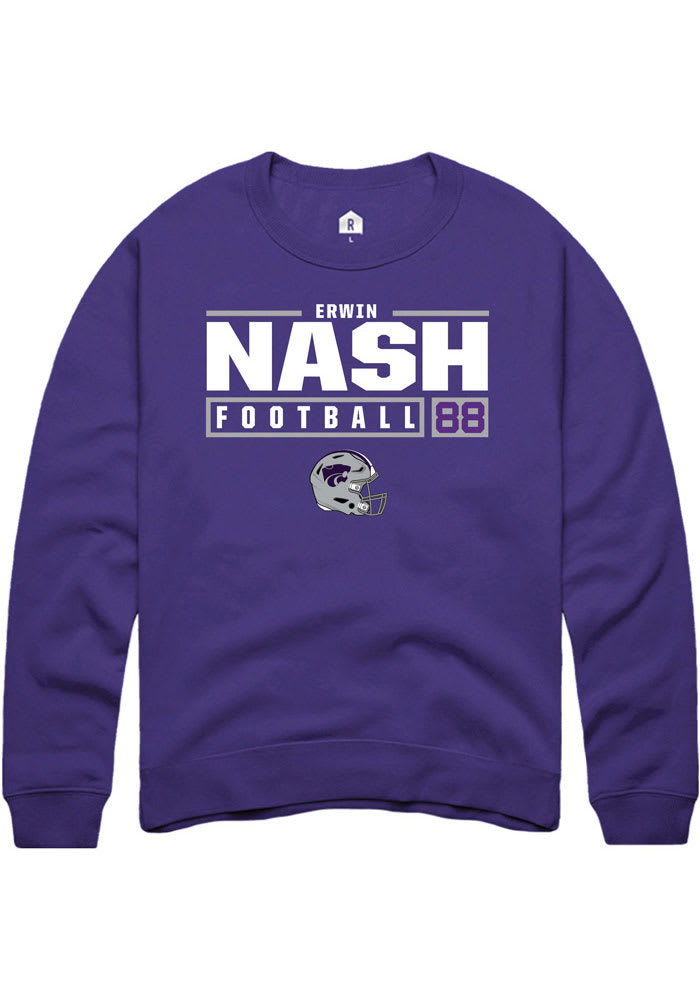 Erwin Nash Rally K-State Wildcats Mens Purple NIL Stacked Box Long Sleeve Crew Sweatshirt