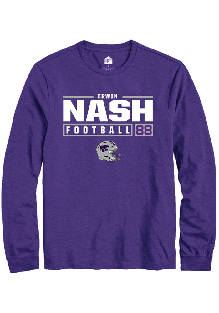 Erwin Nash K-State Wildcats Purple Rally NIL Stacked Box Long Sleeve T Shirt