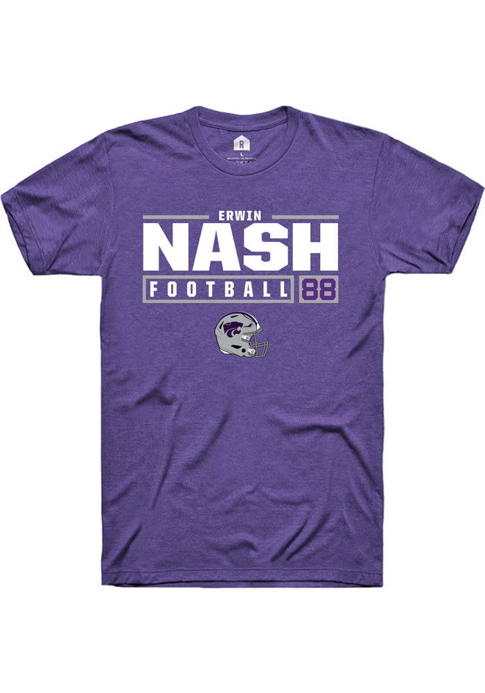 Erwin Nash K-State Wildcats Purple Rally NIL Stacked Box Short Sleeve T Shirt