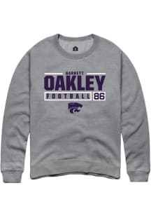 Garrett Oakley Rally Mens Graphite K-State Wildcats NIL Stacked Box Crew Sweatshirt