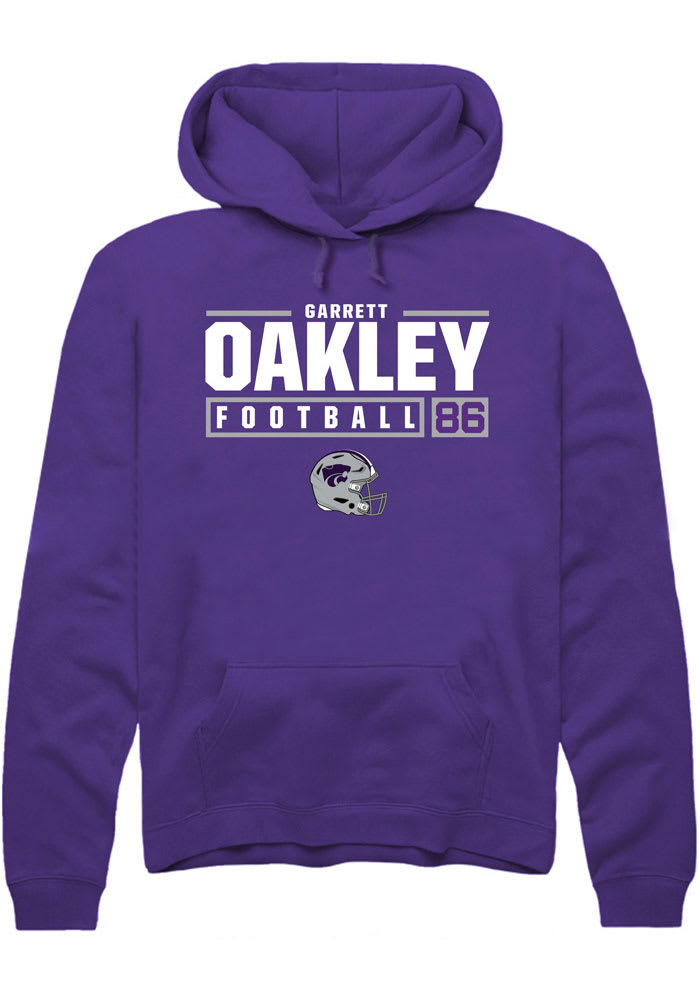 Garrett Oakley Rally K-State Wildcats Mens Purple NIL Stacked Box Long Sleeve Hoodie