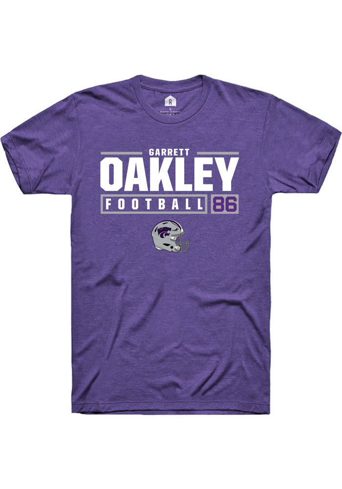 Garrett Oakley K-State Wildcats Purple Rally NIL Stacked Box Short Sleeve T Shirt