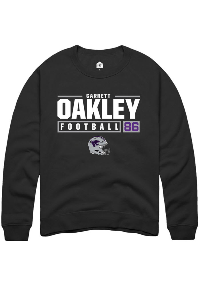 Garrett Oakley Rally K-State Wildcats Mens Black NIL Stacked Box Long Sleeve Crew Sweatshirt