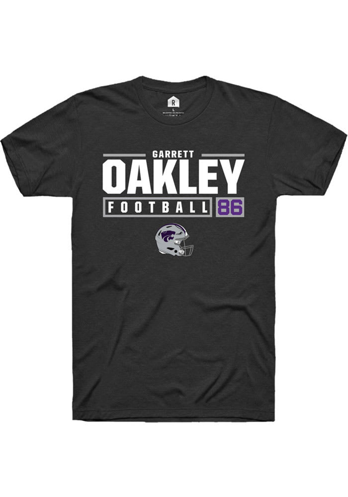 Garrett Oakley K-State Wildcats Black Rally NIL Stacked Box Short Sleeve T Shirt