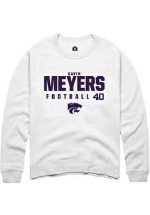 Gavin Meyers  Rally K-State Wildcats Mens White NIL Stacked Box Long Sleeve Crew Sweatshirt