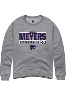 Gavin Meyers  Rally K-State Wildcats Mens Graphite NIL Stacked Box Long Sleeve Crew Sweatshirt