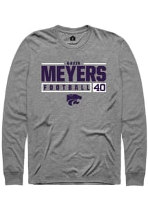 Gavin Meyers  K-State Wildcats Graphite Rally NIL Stacked Box Long Sleeve T Shirt