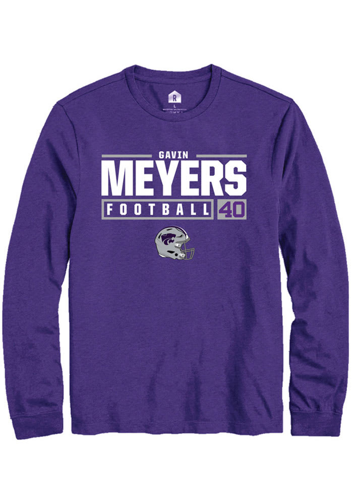 Gavin Meyers K-State Wildcats Purple Rally NIL Stacked Box Long Sleeve T Shirt