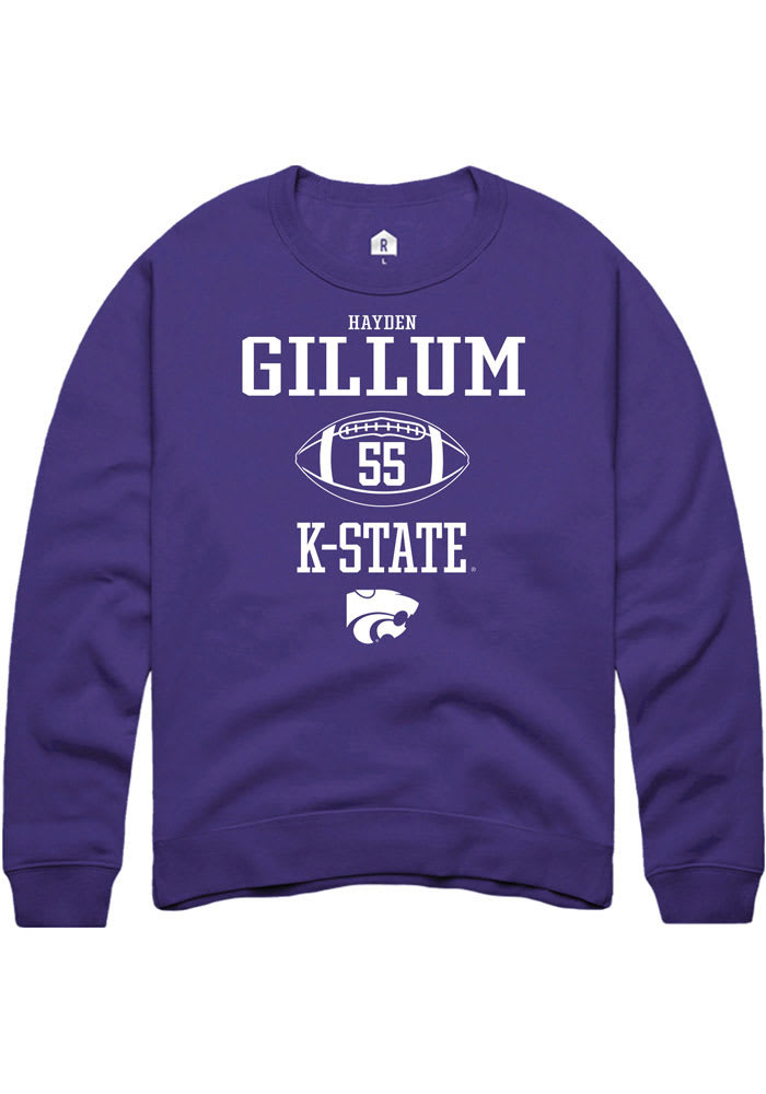 Hayden Gillum Rally K-State Wildcats Mens Purple NIL Sport Icon Long Sleeve Crew Sweatshirt