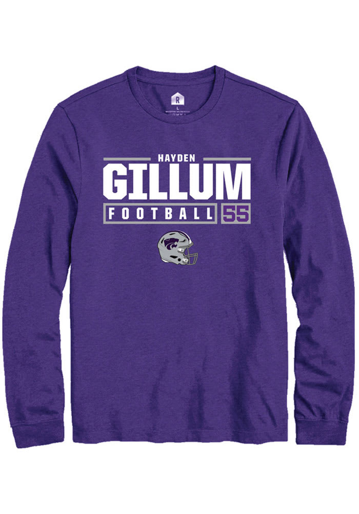 Hayden Gillum K-State Wildcats Purple Rally NIL Stacked Box Long Sleeve T Shirt