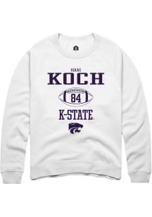 Isaac Koch Rally Mens White K-State Wildcats NIL Sport Icon Crew Sweatshirt