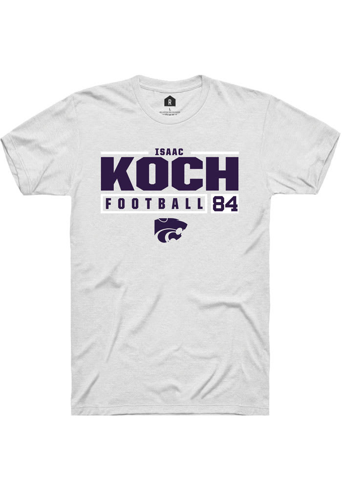 Isaac Koch K-State Wildcats White Rally NIL Stacked Box Short Sleeve T Shirt