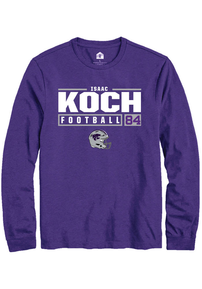 Isaac Koch K-State Wildcats Purple Rally NIL Stacked Box Long Sleeve T Shirt