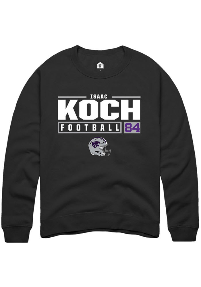 Isaac Koch Rally K-State Wildcats Mens Black NIL Stacked Box Long Sleeve Crew Sweatshirt