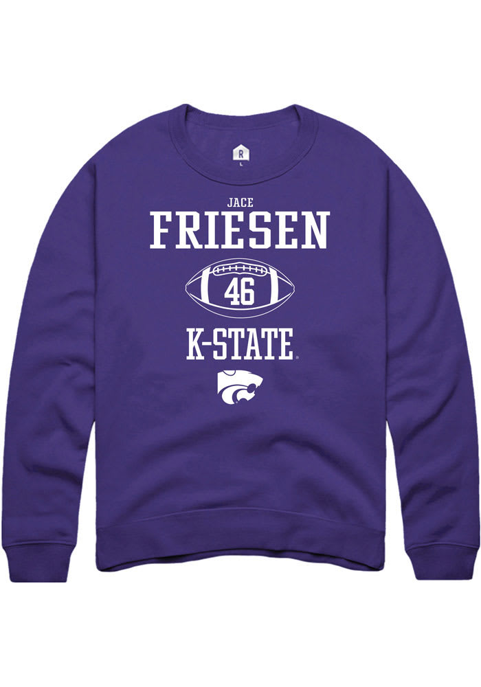 Jace Friesen Rally K-State Wildcats Mens Purple NIL Sport Icon Long Sleeve Crew Sweatshirt
