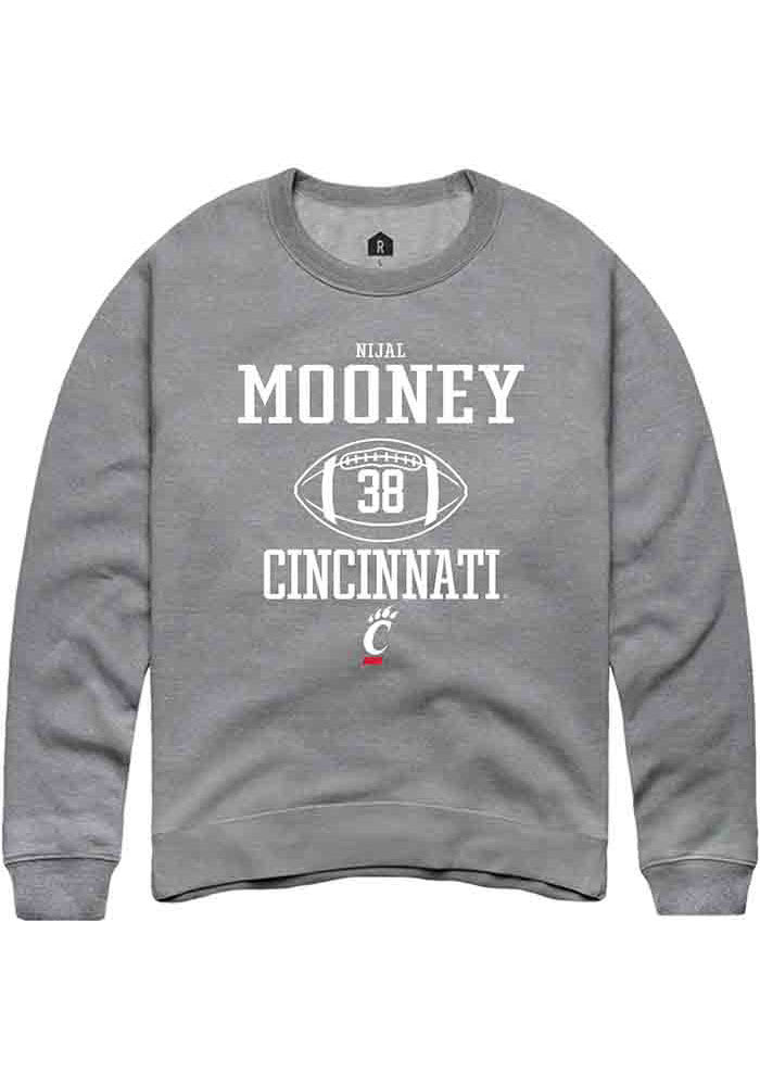 Nijal Mooney Rally Cincinnati Bearcats Mens Grey NIL Sport Icon Long Sleeve Crew Sweatshirt