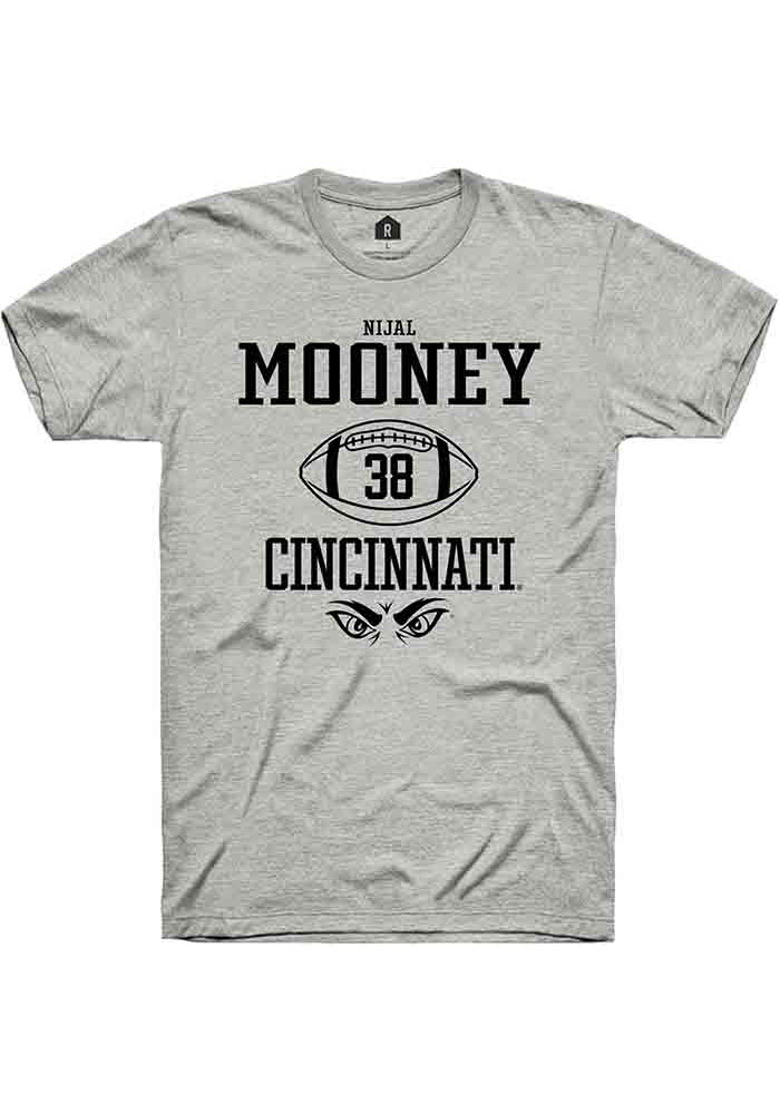 Nijal Mooney  Cincinnati Bearcats Ash Rally NIL Sport Icon Short Sleeve T Shirt