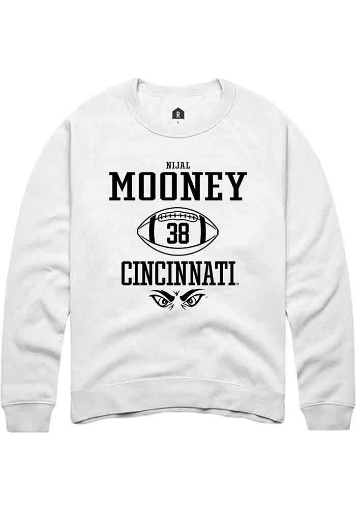 Nijal Mooney Rally Cincinnati Bearcats Mens White NIL Sport Icon Long Sleeve Crew Sweatshirt