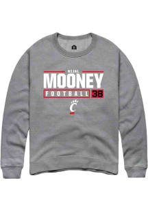 Nijal Mooney  Rally Cincinnati Bearcats Mens Graphite NIL Stacked Box Long Sleeve Crew Sweatshir..