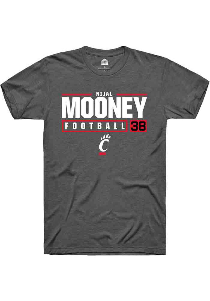 Nijal Mooney  Cincinnati Bearcats Dark Grey Rally NIL Stacked Box Short Sleeve T Shirt