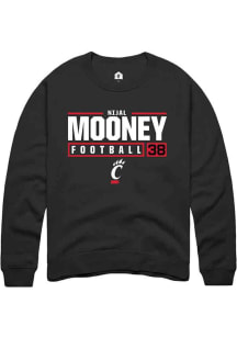 Nijal Mooney  Rally Cincinnati Bearcats Mens Black NIL Stacked Box Long Sleeve Crew Sweatshirt