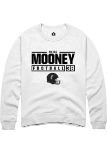 Nijal Mooney  Rally Cincinnati Bearcats Mens White NIL Stacked Box Long Sleeve Crew Sweatshirt