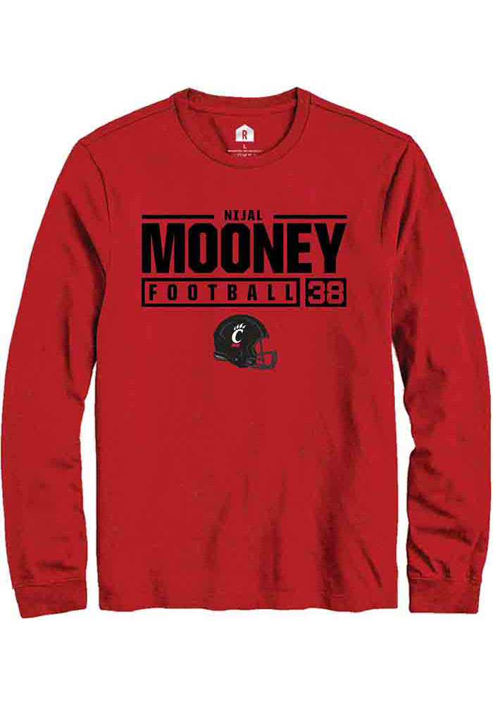 Nijal Mooney Cincinnati Bearcats Red Rally NIL Stacked Box Long Sleeve T Shirt