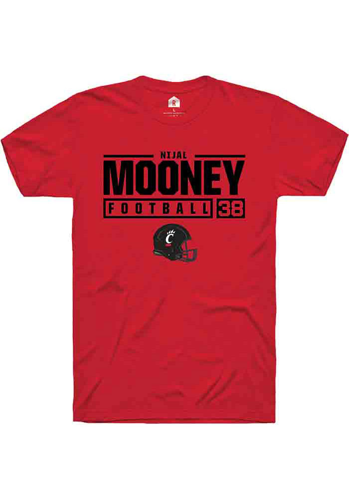 Nijal Mooney Cincinnati Bearcats Red Rally NIL Stacked Box Short Sleeve T Shirt