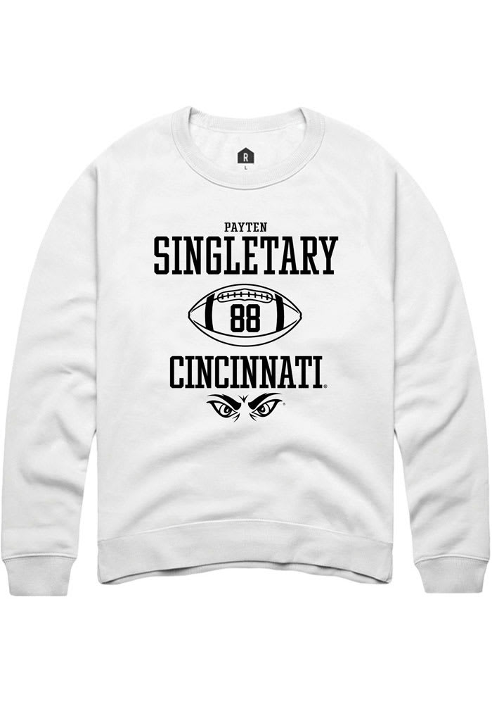 Payten Singletary Rally Cincinnati Bearcats Mens White NIL Sport Icon Long Sleeve Crew Sweatshirt