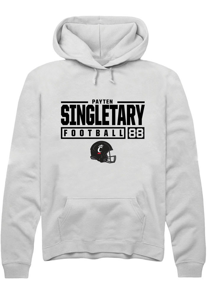 Payten Singletary Rally Cincinnati Bearcats Mens White NIL Stacked Box Long Sleeve Hoodie