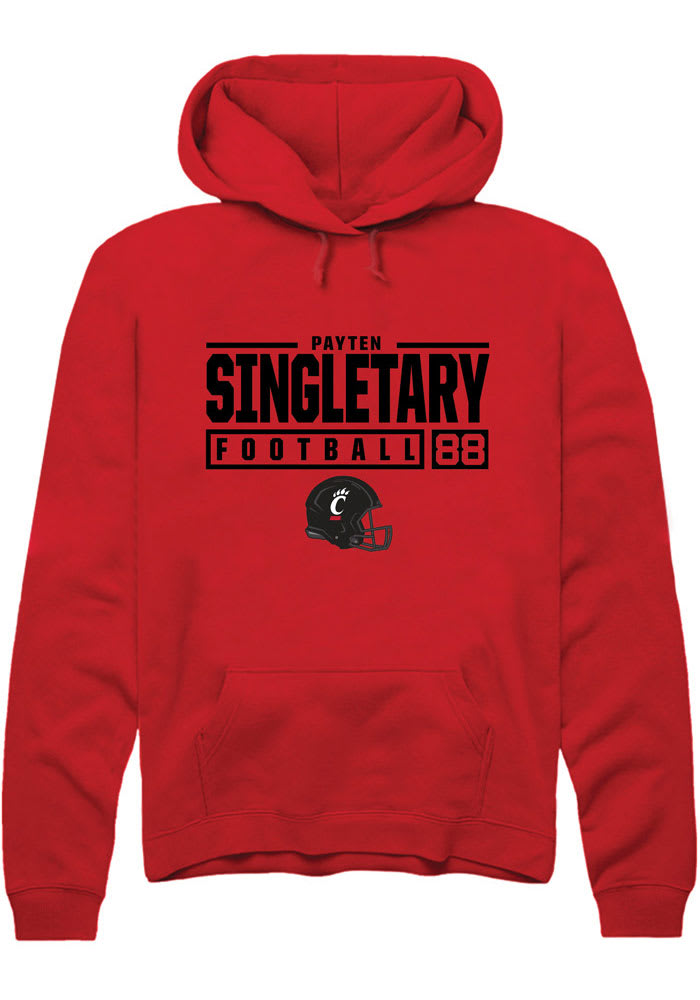 Payten Singletary Rally Cincinnati Bearcats Mens Red NIL Stacked Box Long Sleeve Hoodie