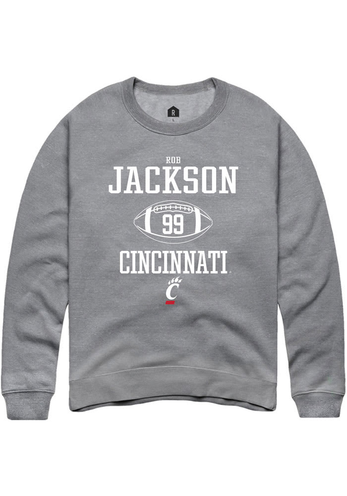 Rob Jackson Rally Cincinnati Bearcats Mens Grey NIL Sport Icon Long Sleeve Crew Sweatshirt