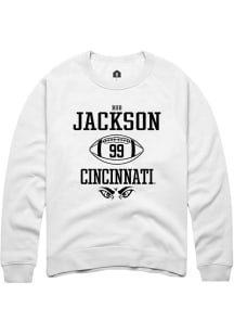 Rob Jackson  Rally Cincinnati Bearcats Mens White NIL Sport Icon Long Sleeve Crew Sweatshirt