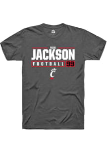 Rob Jackson  Cincinnati Bearcats Dark Grey Rally NIL Stacked Box Short Sleeve T Shirt