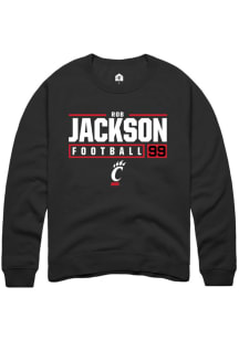 Rob Jackson  Rally Cincinnati Bearcats Mens Black NIL Stacked Box Long Sleeve Crew Sweatshirt