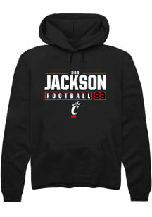 Rob Jackson  Rally Cincinnati Bearcats Mens Black NIL Stacked Box Long Sleeve Hoodie