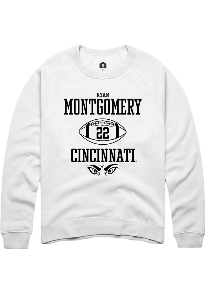 Ryan Montgomery Rally Cincinnati Bearcats Mens White NIL Sport Icon Long Sleeve Crew Sweatshirt