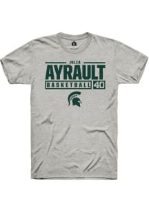 Julia Ayrault Ash Michigan State Spartans NIL Stacked Box Short Sleeve T Shirt