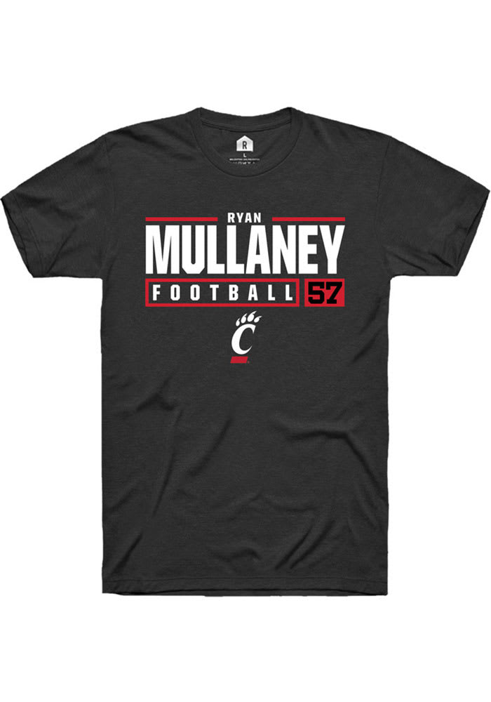 Ryan Mullaney Cincinnati Bearcats Black Rally NIL Stacked Box Short Sleeve T Shirt