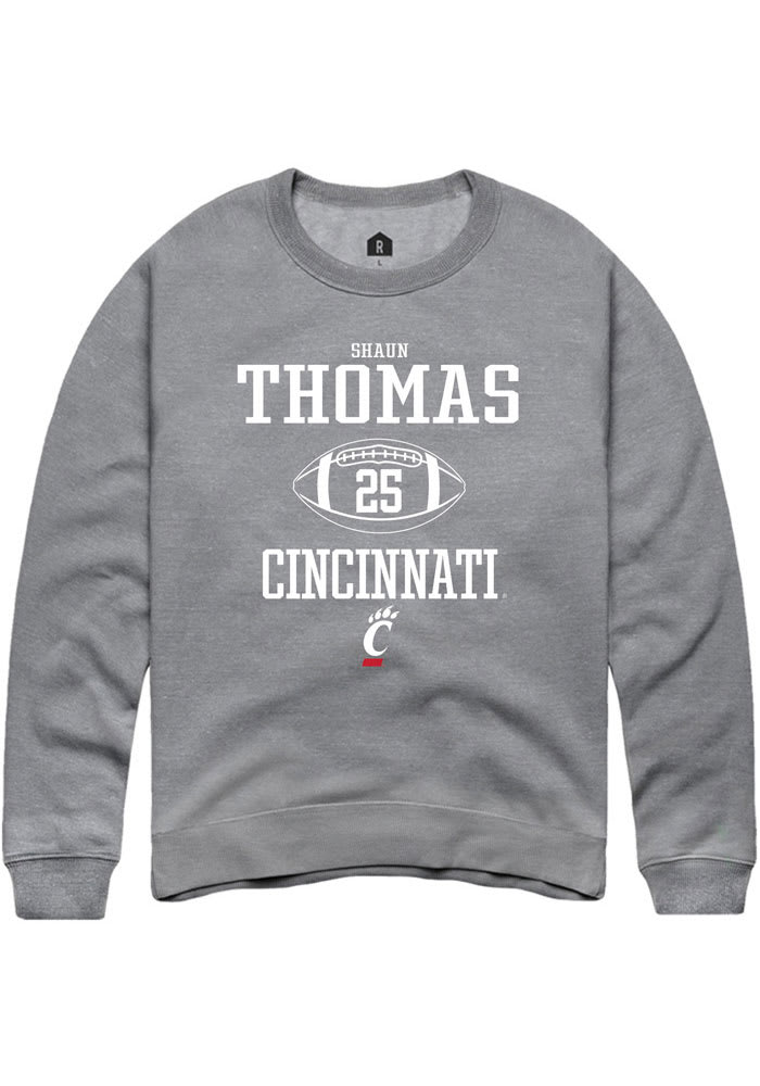 Shaun Thomas Rally Cincinnati Bearcats Mens Grey NIL Sport Icon Long Sleeve Crew Sweatshirt