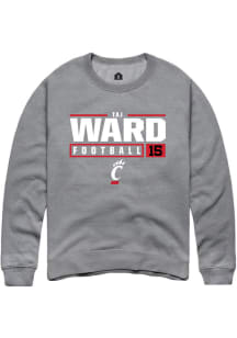 Taj Ward  Rally Cincinnati Bearcats Mens Grey NIL Stacked Box Long Sleeve Crew Sweatshirt
