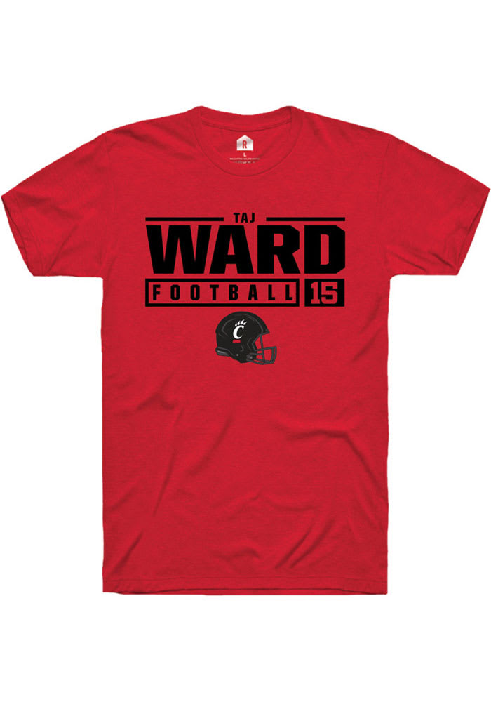 Taj Ward Cincinnati Bearcats Red Rally NIL Stacked Box Short Sleeve T Shirt