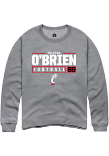 Triston O'Brien  Rally Cincinnati Bearcats Mens Grey NIL Stacked Box Long Sleeve Crew Sweatshirt