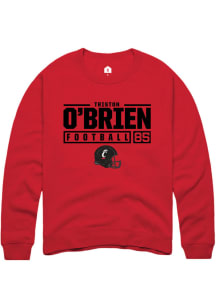 Triston O'Brien  Rally Cincinnati Bearcats Mens Red NIL Stacked Box Long Sleeve Crew Sweatshirt