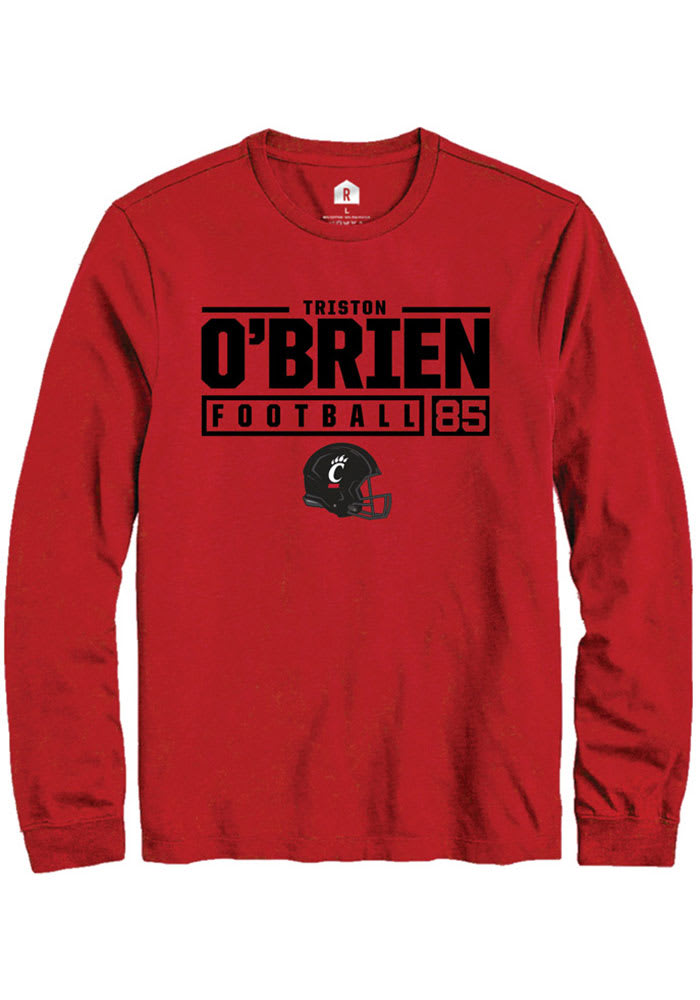 Triston O'Brien Cincinnati Bearcats Rally NIL Stacked Box Long Sleeve T Shirt